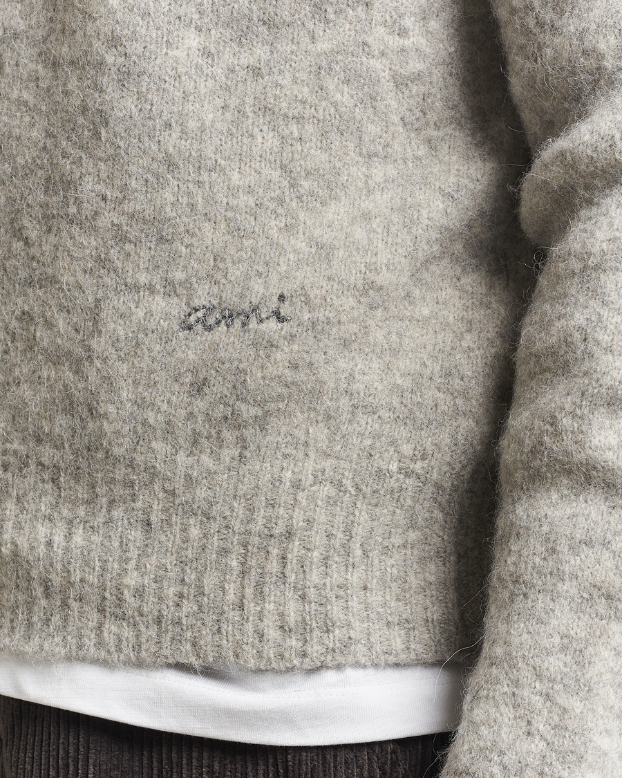 Herren | Pullover | AMI | Signature Alpaca Knitted Polo Light Grey Melange