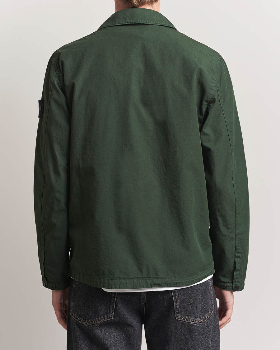 Herren | Hemden | Stone Island | Garment Dyed Organic Cotton Zip Overshirt Green