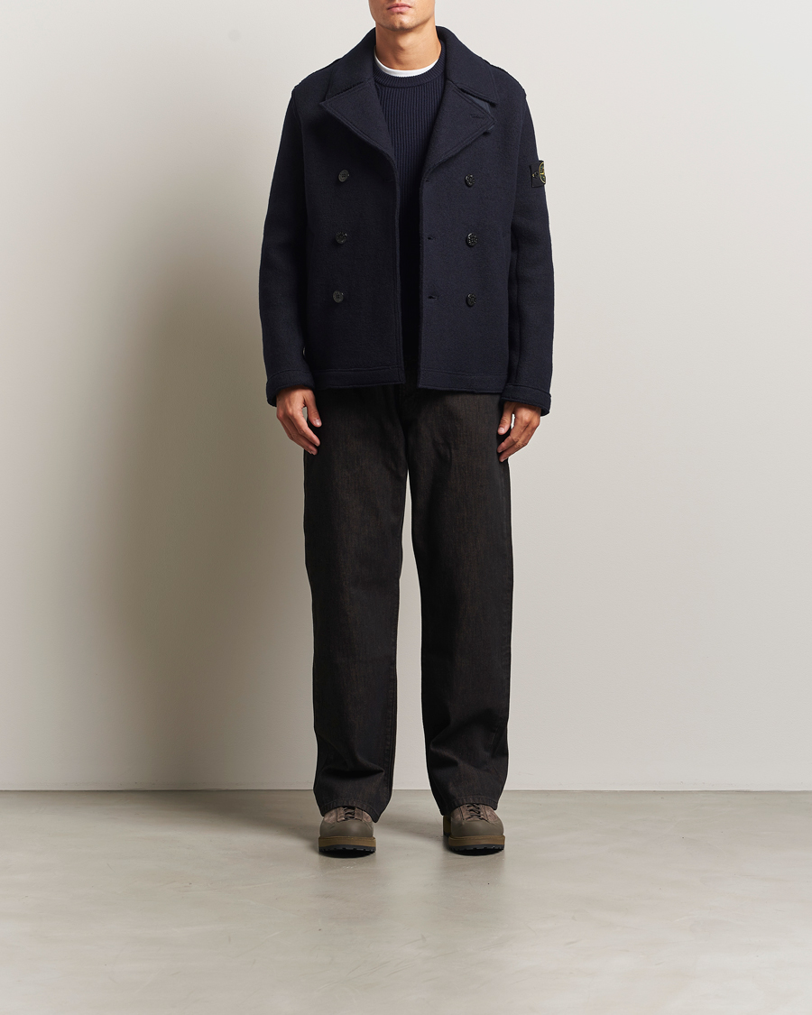 Herren | Jacken | Stone Island | Double Breasted Felted Wool Peacoat Navy