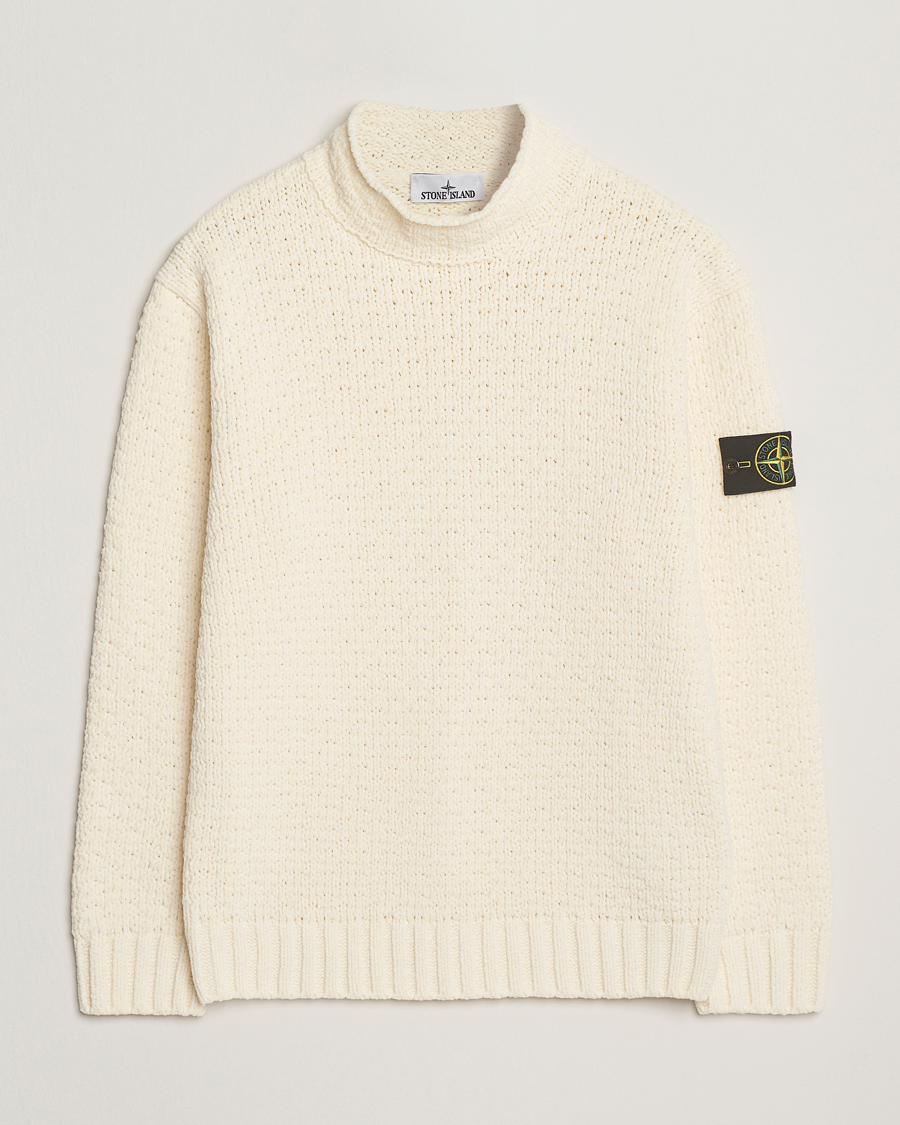 Herren | Pullover | Stone Island | Cotton Chenille Knitted Mock Neck Ivory