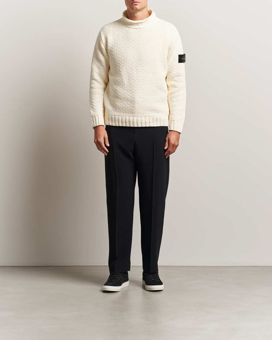 Herren | Pullover | Stone Island | Cotton Chenille Knitted Mock Neck Ivory