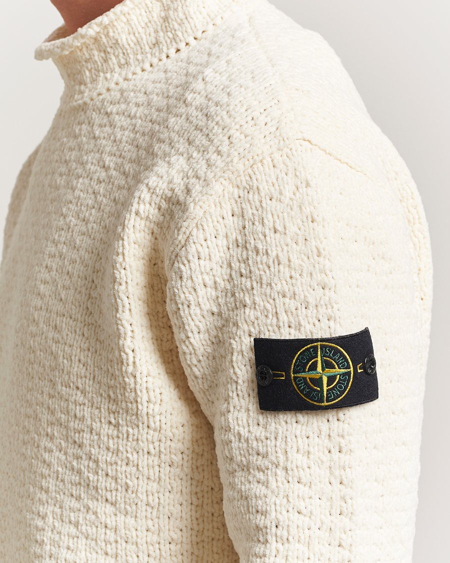 Herren | Pullover | Stone Island | Cotton Chenille Knitted Mock Neck Ivory
