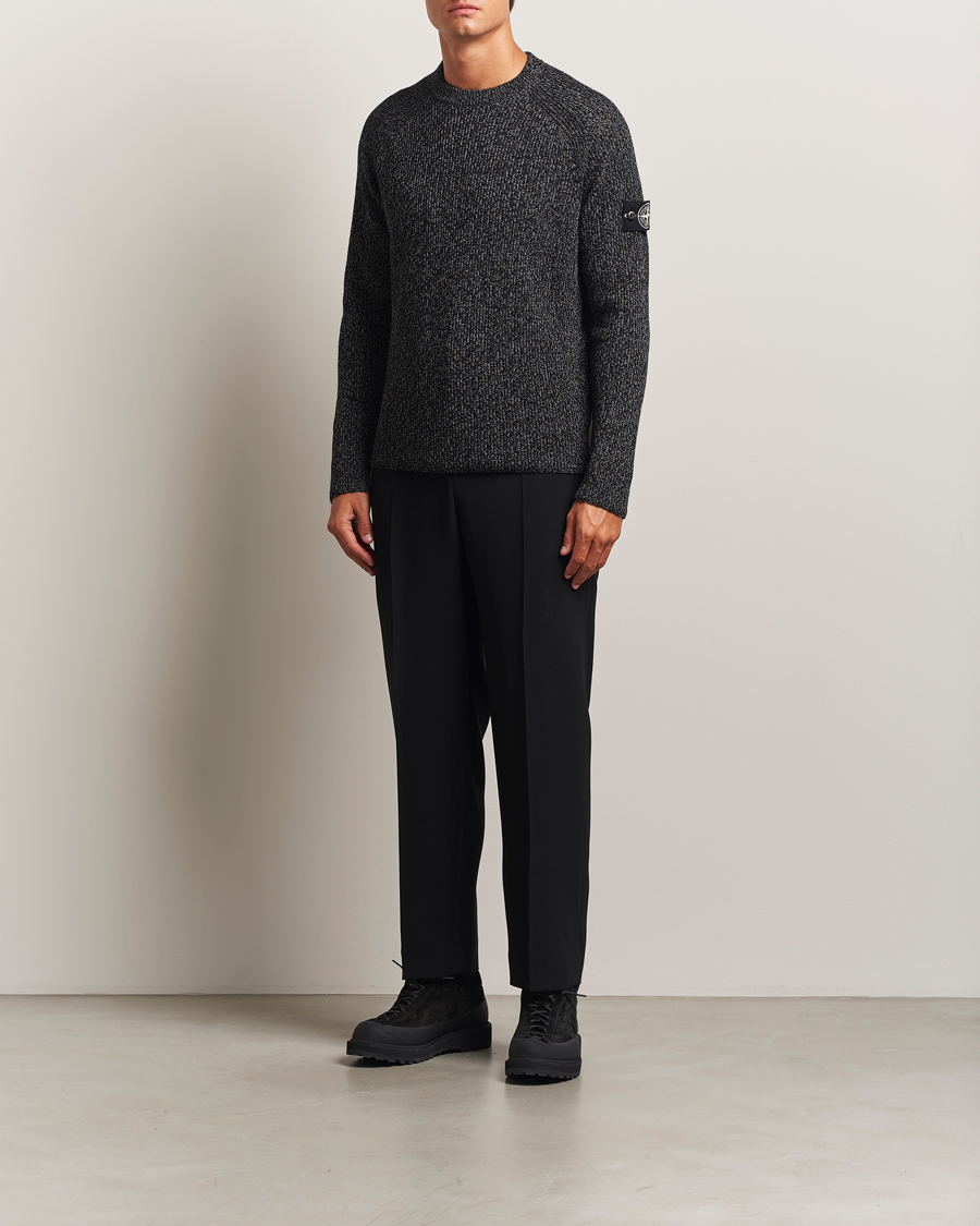 Herren | Pullover | Stone Island | Reflective Cotton Knit Crew Neck Black Melange