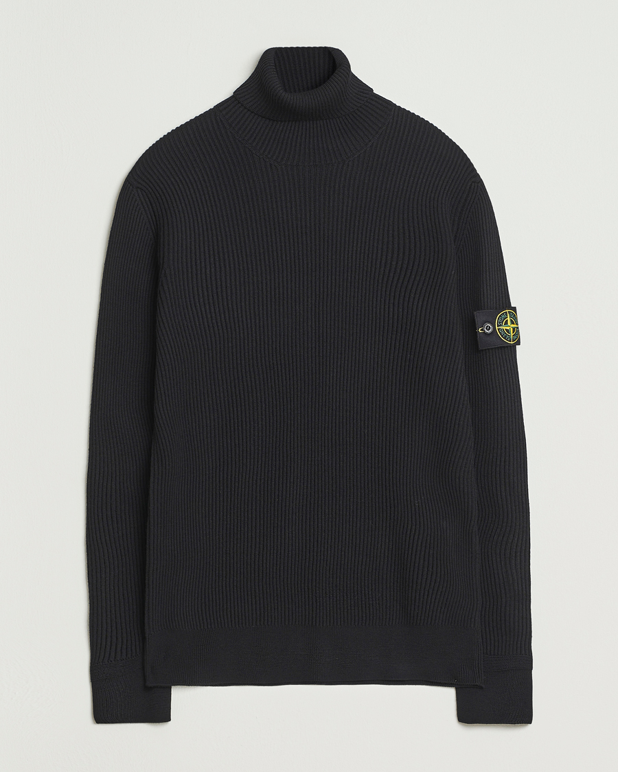 Herren | Pullover | Stone Island | Full Rib Wool Turtleneck Black