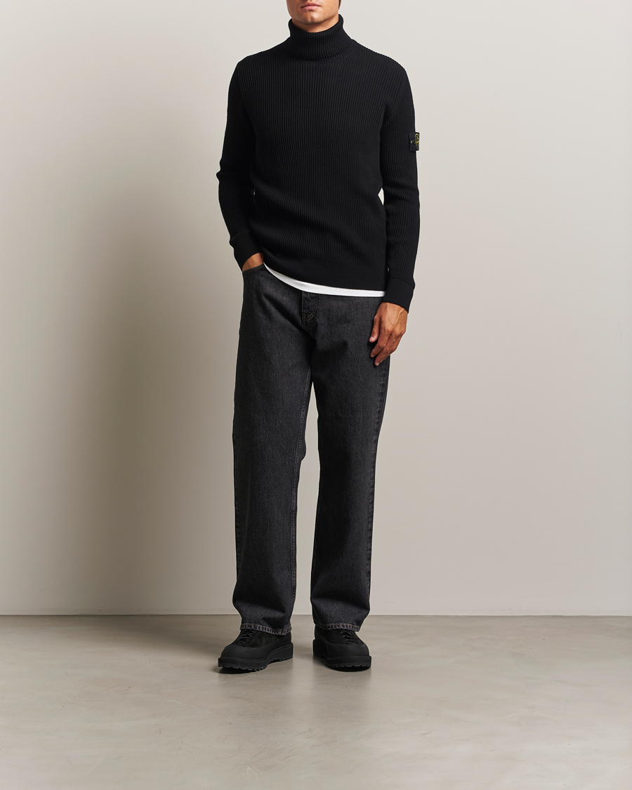 Herren | Pullover | Stone Island | Full Rib Wool Turtleneck Black