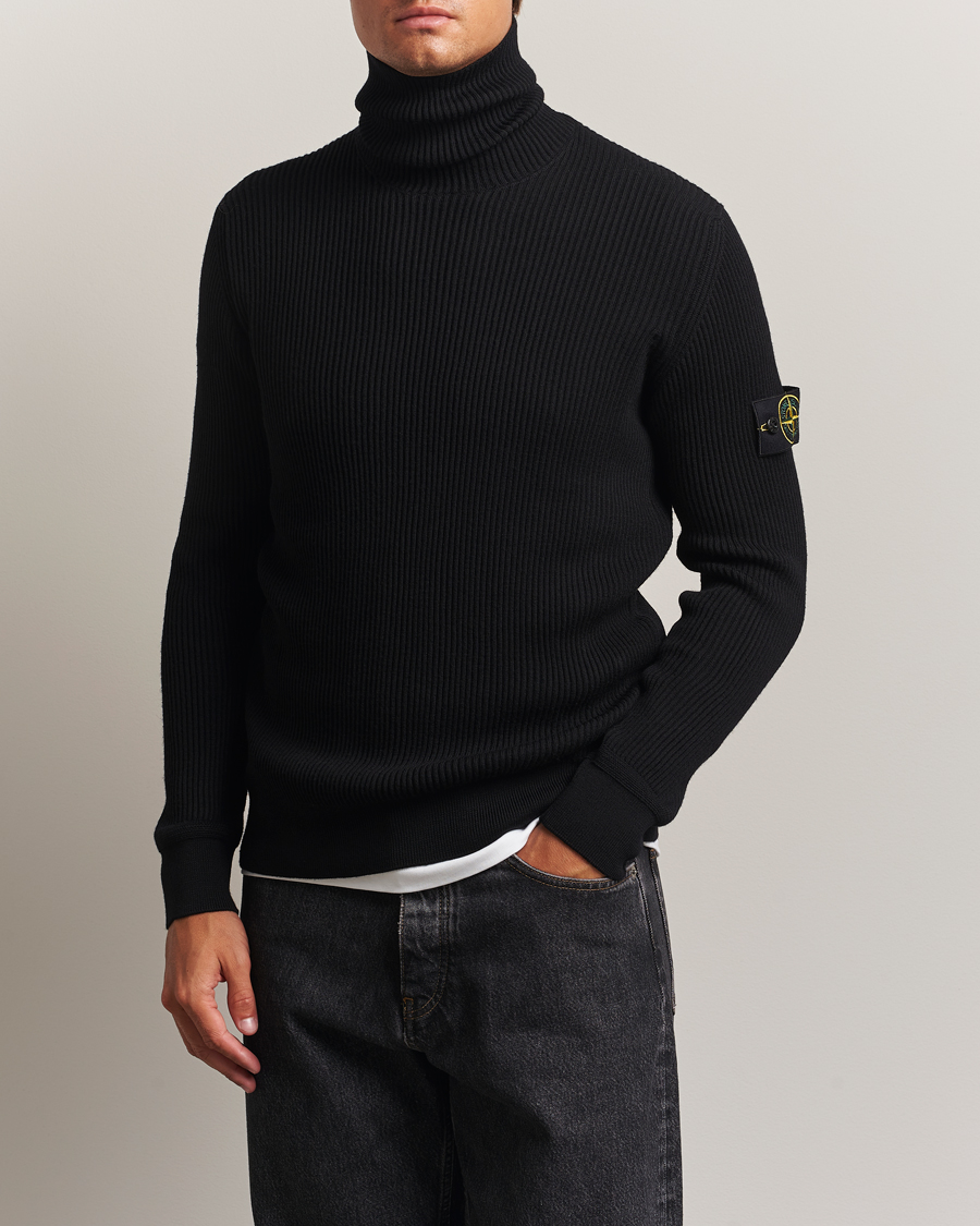 Herren | Pullover | Stone Island | Full Rib Wool Turtleneck Black