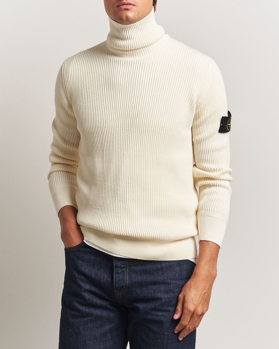 Herren | Pullover | Stone Island | Full Rib Wool Turtleneck Ivory
