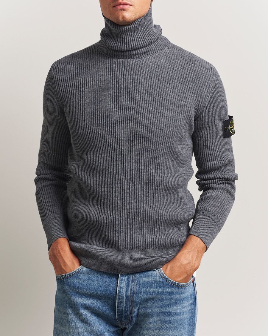 Herren | Pullover | Stone Island | Full Rib Wool Turtleneck Dark Grey