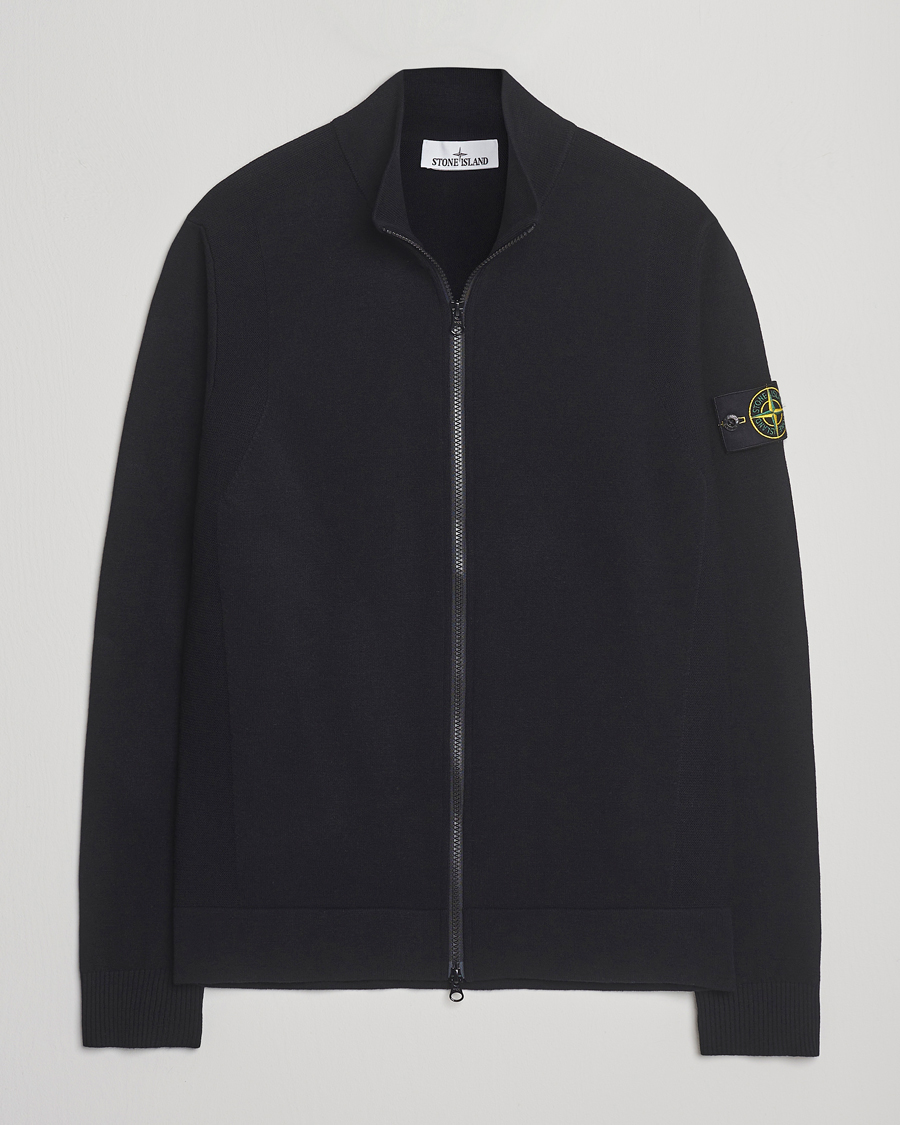 Herren | Pullover | Stone Island | Stretch Wool Zip Cardigan Black