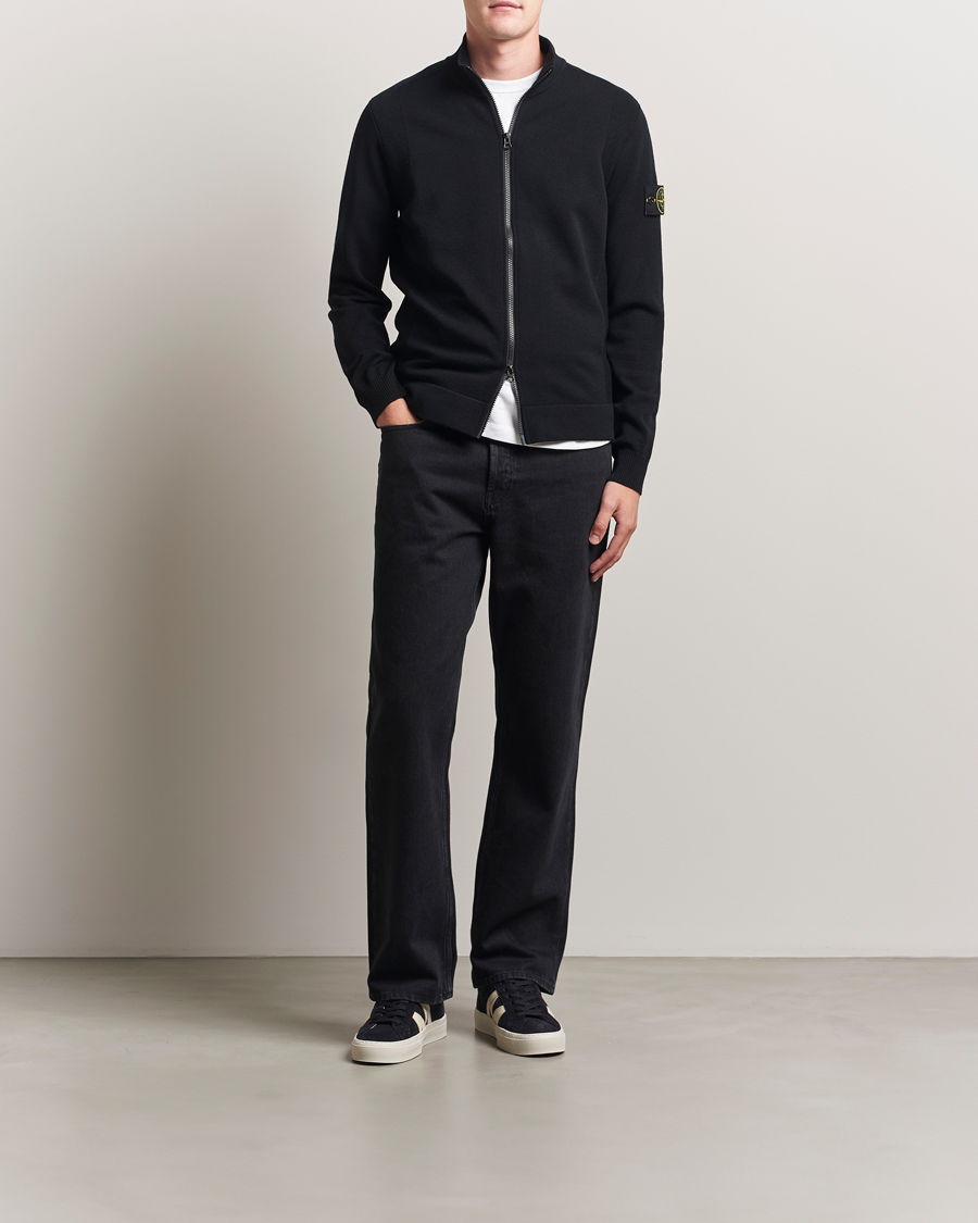 Herren | Pullover | Stone Island | Stretch Wool Zip Cardigan Black
