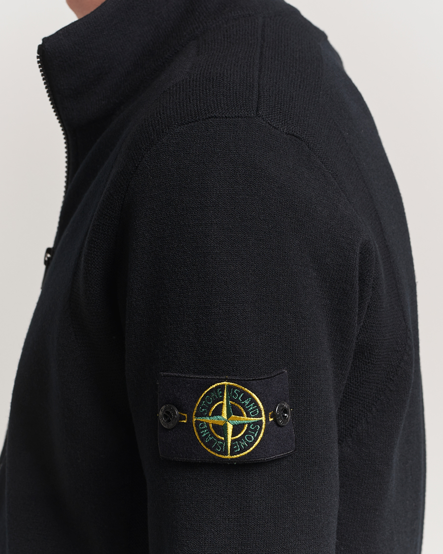Herren | Pullover | Stone Island | Stretch Wool Zip Cardigan Black