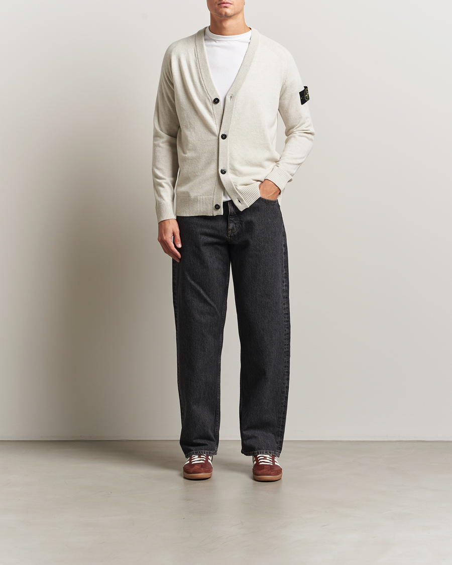 Herren | Pullover | Stone Island | Knitted Geelong Wool Cardigan Ivory Melange