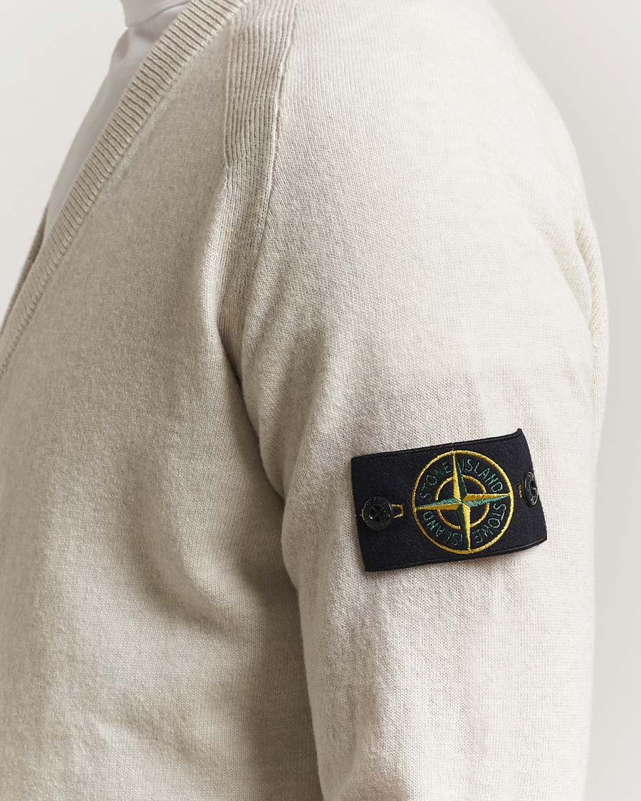 Herren | Pullover | Stone Island | Knitted Geelong Wool Cardigan Ivory Melange