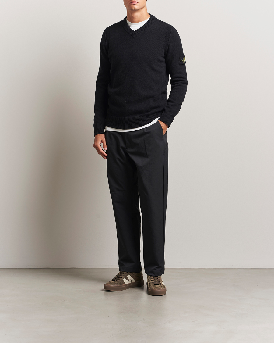 Herren | Pullover | Stone Island | Knitted Lambswool V-Neck Black