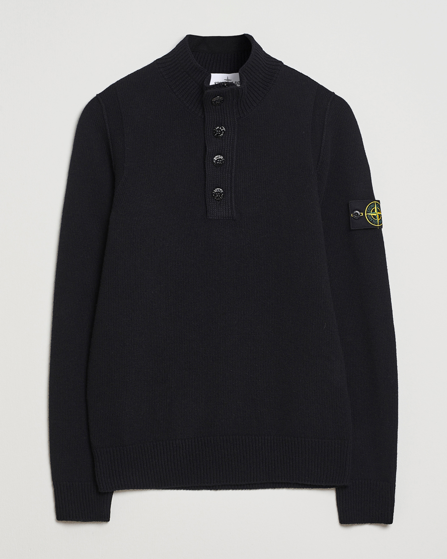 Herren | Pullover | Stone Island | Knitted Lambswool Half Button Zip Black