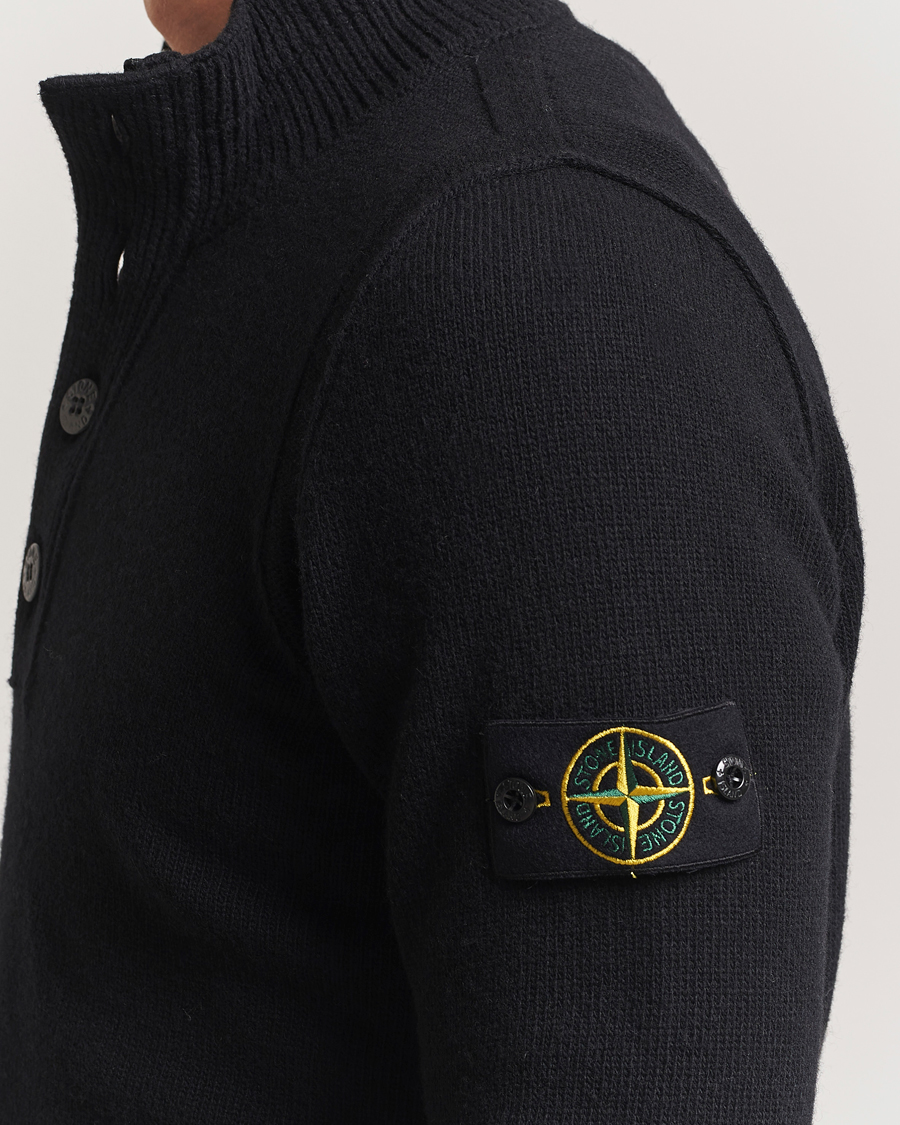 Herren | Pullover | Stone Island | Knitted Lambswool Half Button Zip Black