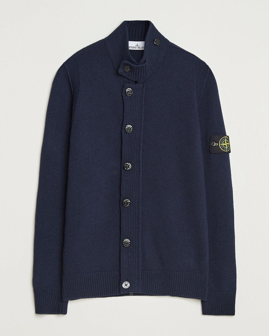 Herren | Pullover | Stone Island | Knitted Lambswool Zip Cardigan Navy