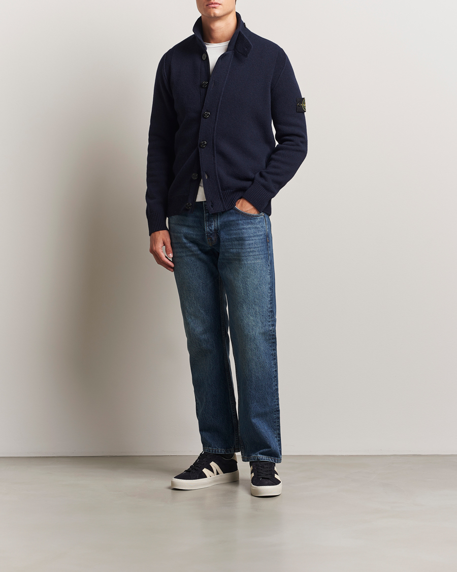 Herren | Pullover | Stone Island | Knitted Lambswool Zip Cardigan Navy