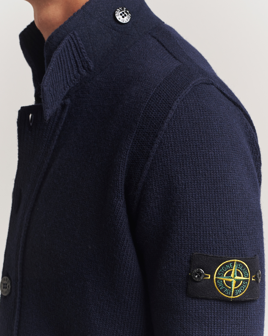 Herren | Pullover | Stone Island | Knitted Lambswool Zip Cardigan Navy
