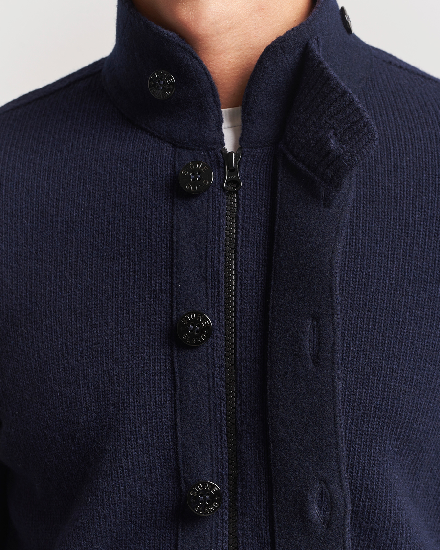 Herren | Pullover | Stone Island | Knitted Lambswool Zip Cardigan Navy