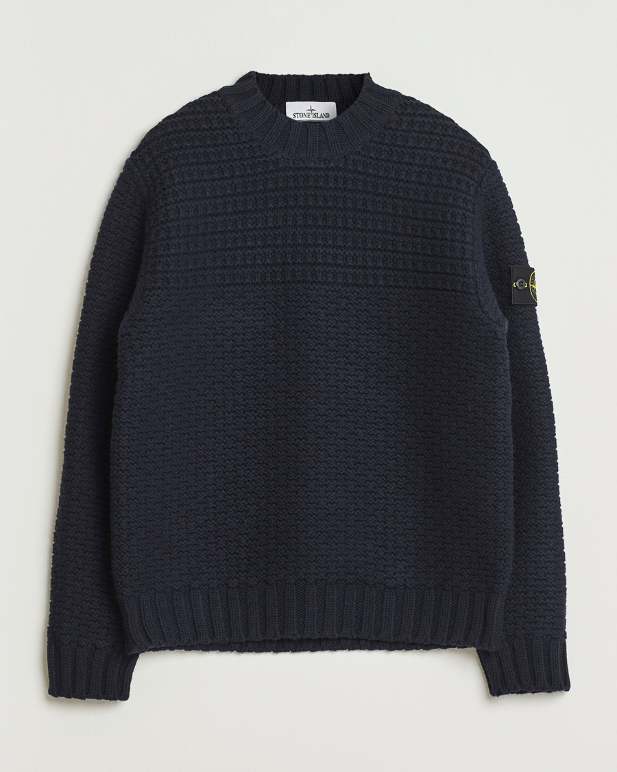Herren | Pullover | Stone Island | Mixed Stiches Wool Knitted Crew Neck Navy