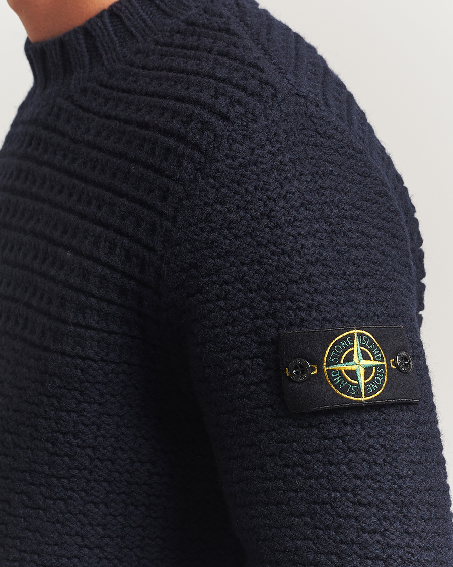 Herren | Pullover | Stone Island | Mixed Stiches Wool Knitted Crew Neck Navy