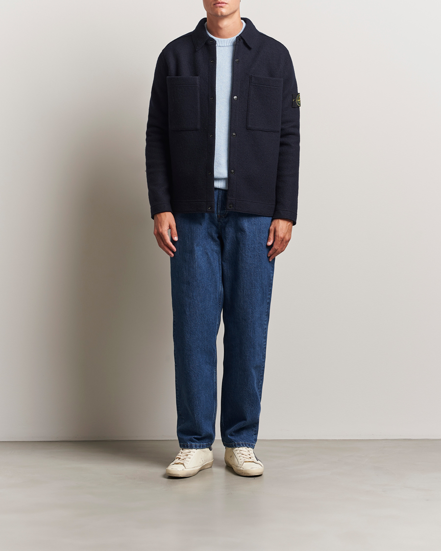 Herren | Hemden | Stone Island | Felted Wool Overshirt Navy