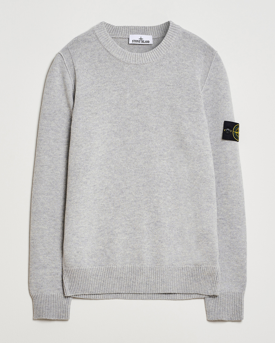 Herren | Pullover | Stone Island | Knitted Lambswool Crew Neck Grey Melange