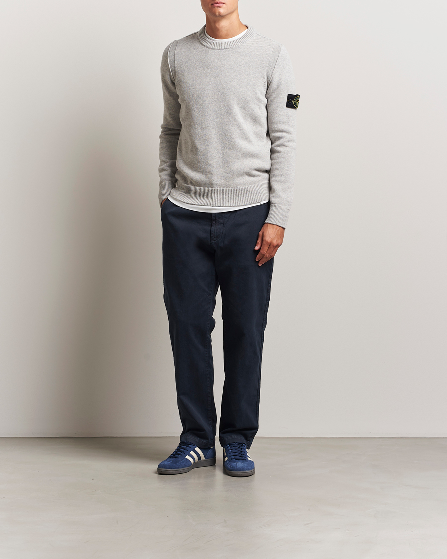Herren | Pullover | Stone Island | Knitted Lambswool Crew Neck Grey Melange