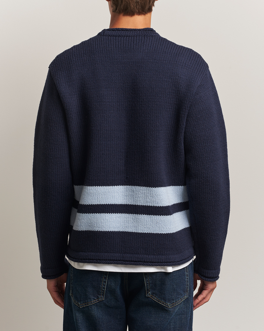 Herren | Pullover | Stone Island | Marina Knitted Wool Contrast Crew Neck Navy