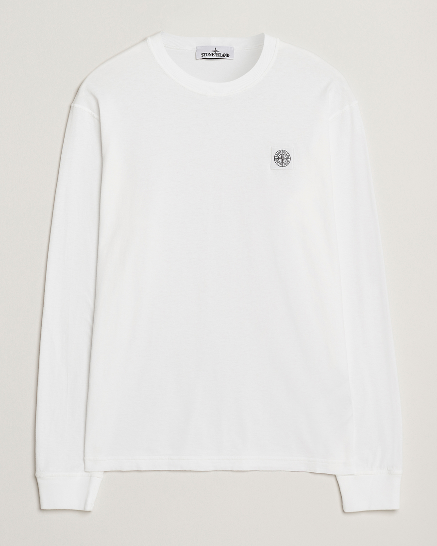Herren | T-Shirts | Stone Island | Long Sleeve Garment Dyed Cotton Jersey T-Shirt White