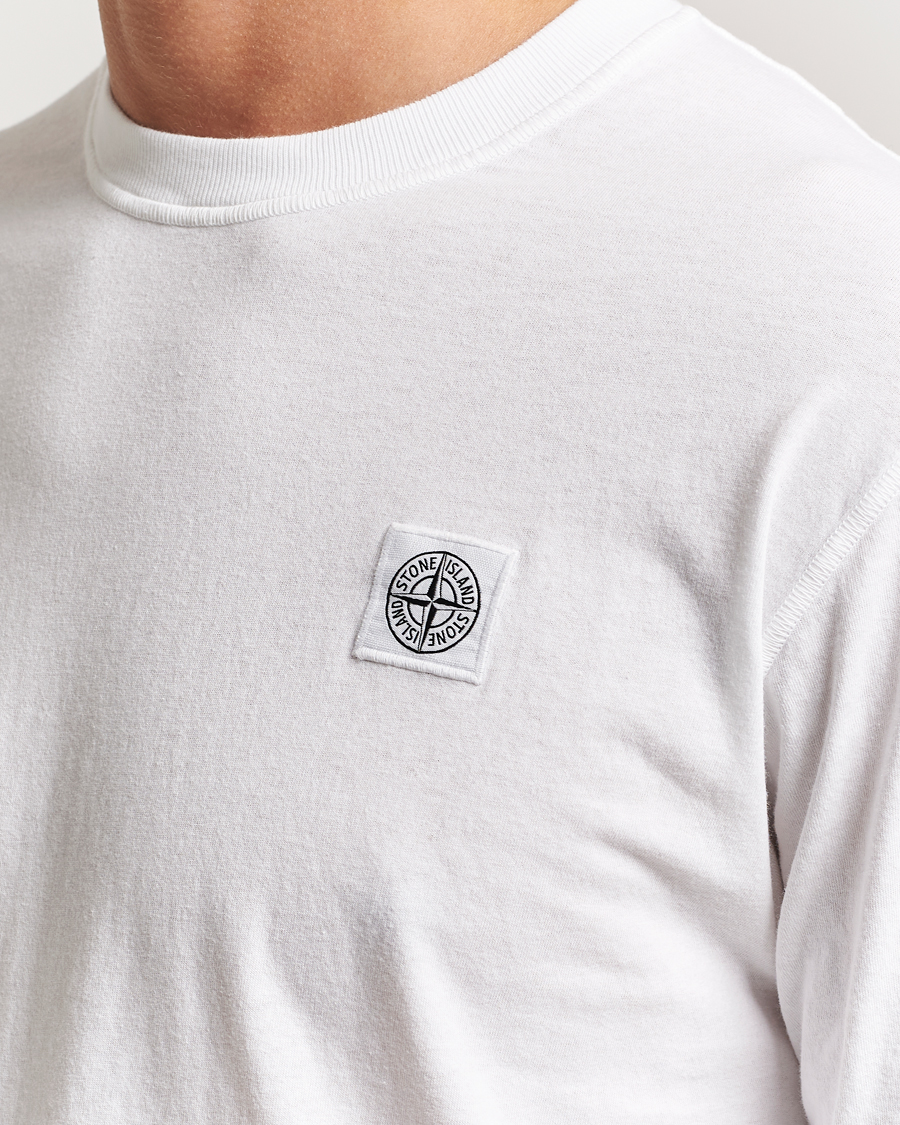 Herren | T-Shirts | Stone Island | Long Sleeve Garment Dyed Cotton Jersey T-Shirt White