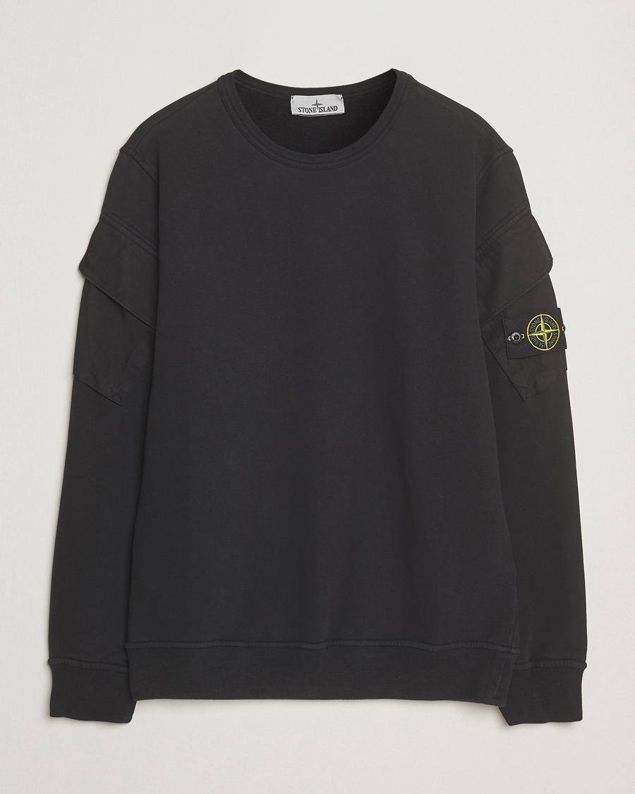 Herren | Pullover | Stone Island | Organic Cotton Fleece Arm Pocket Sweatshirt Black