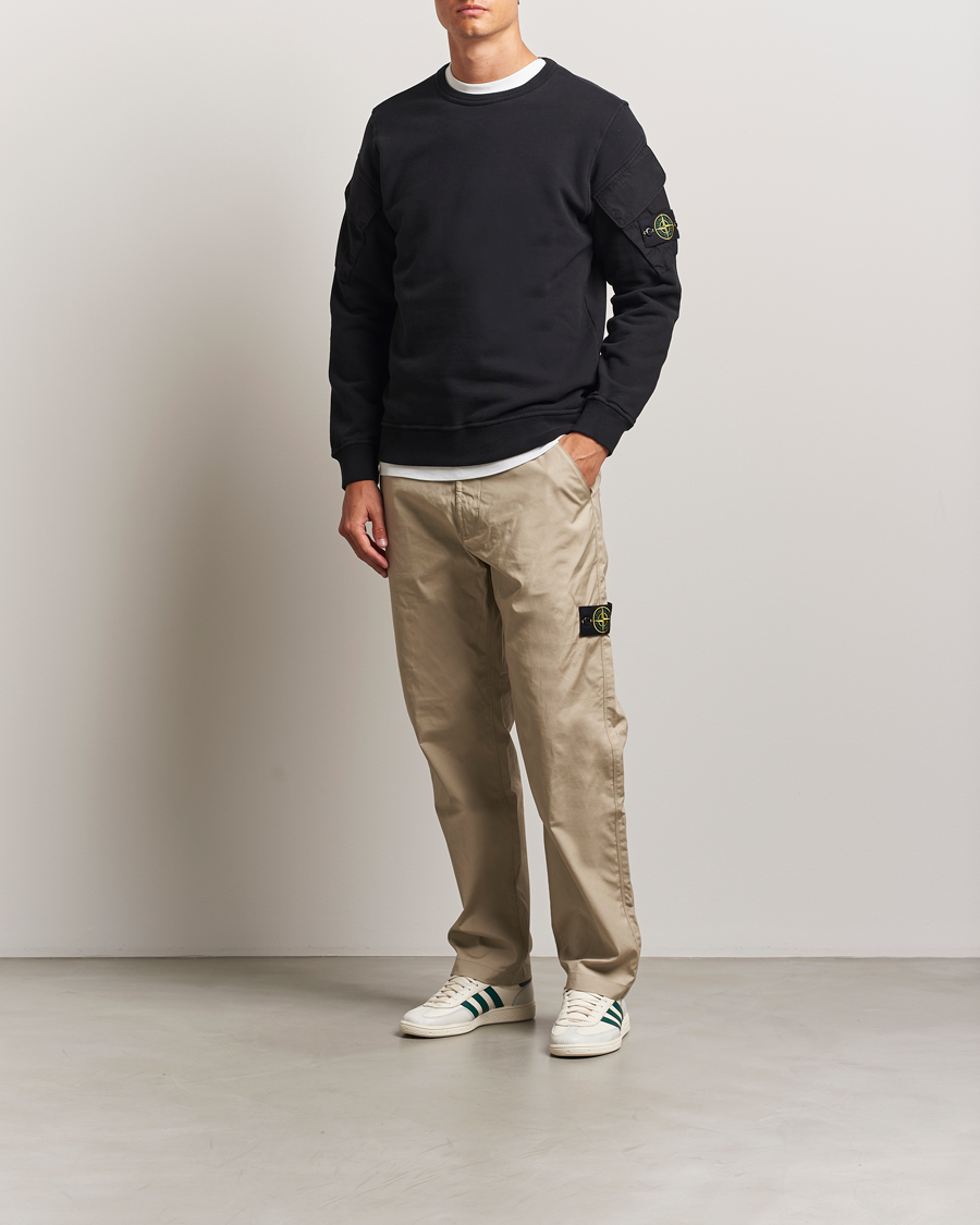 Herren | Pullover | Stone Island | Organic Cotton Fleece Arm Pocket Sweatshirt Black