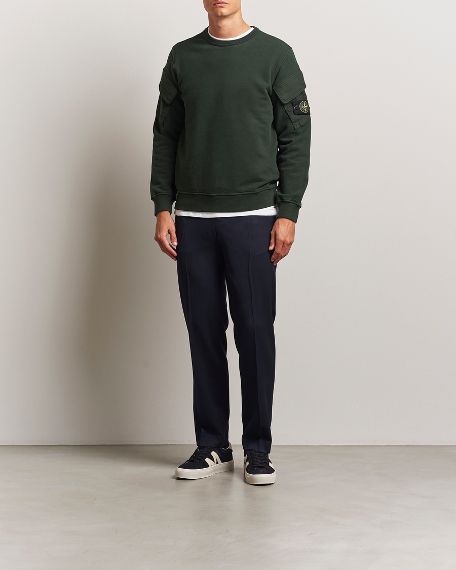 Herren | Pullover | Stone Island | Organic Cotton Fleece Arm Pocket Sweatshirt Juniper