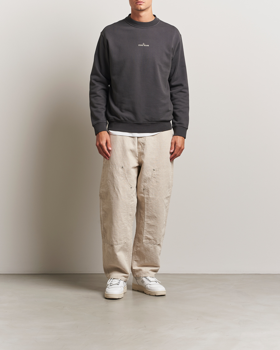 Herren | Pullover | Stone Island | Cotton Fleece Backprint Sweatshirt Lead Grey
