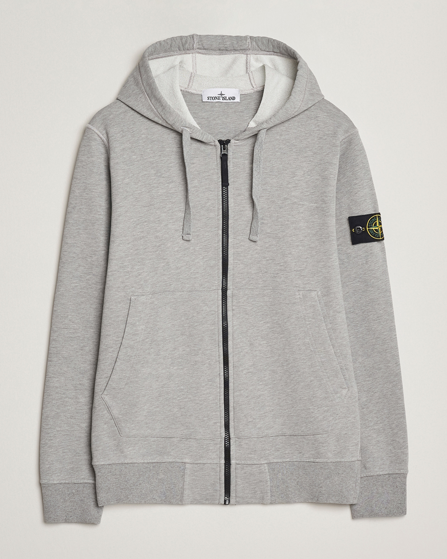 Herren | Pullover | Stone Island | Garment Dyed Fleece Full-Zip Hood Grey Melange