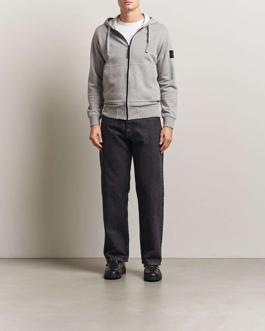 Herren |  | Stone Island | Garment Dyed Fleece Full-Zip Hood Grey Melange