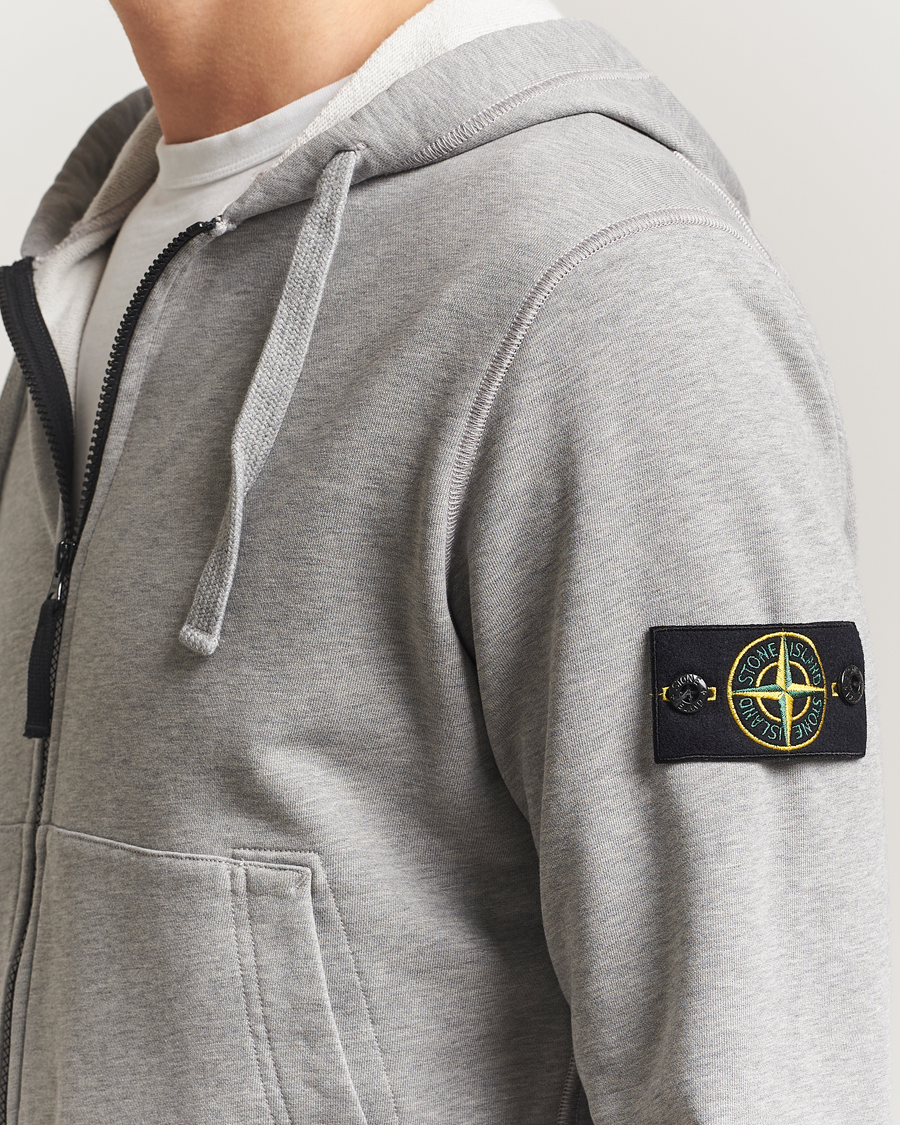 Herren | Pullover | Stone Island | Garment Dyed Fleece Full-Zip Hood Grey Melange