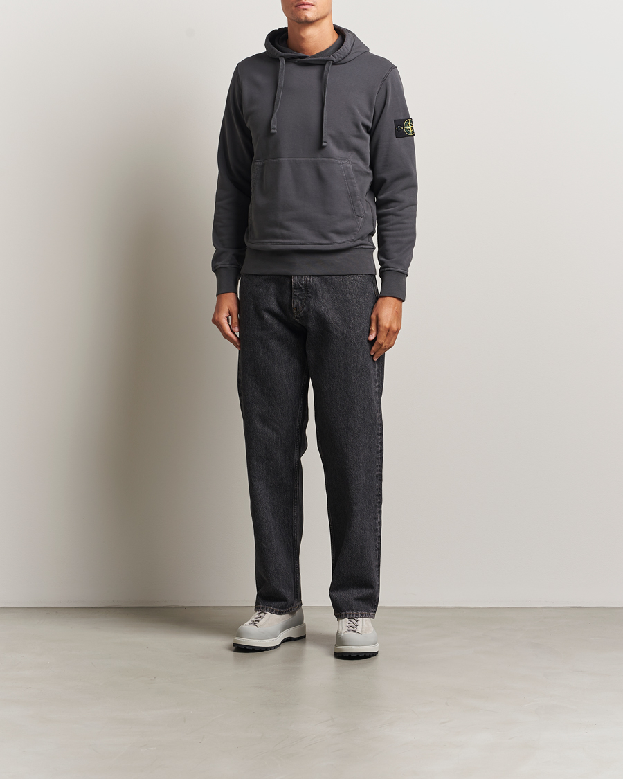 Herren | Pullover | Stone Island | Garment Dyed Fleece Hood Lead Grey