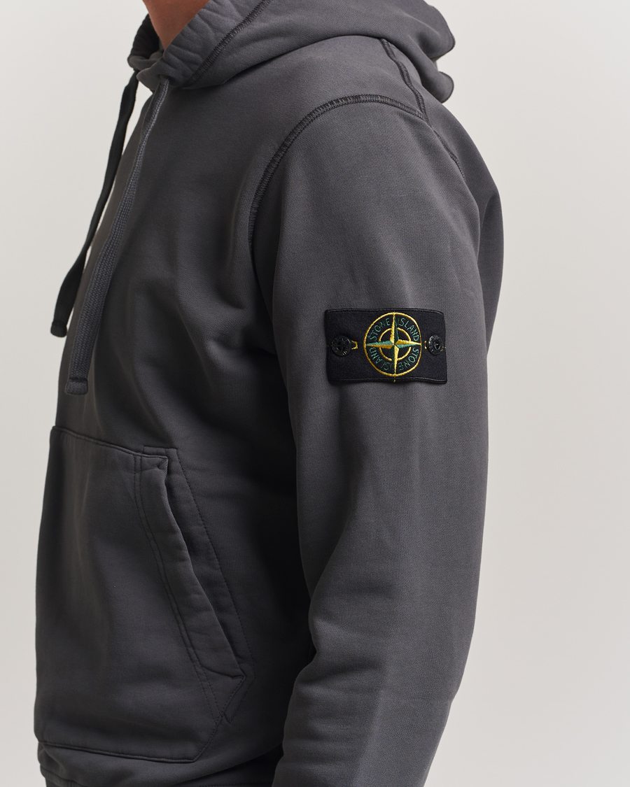 Herren | Pullover | Stone Island | Garment Dyed Fleece Hood Lead Grey