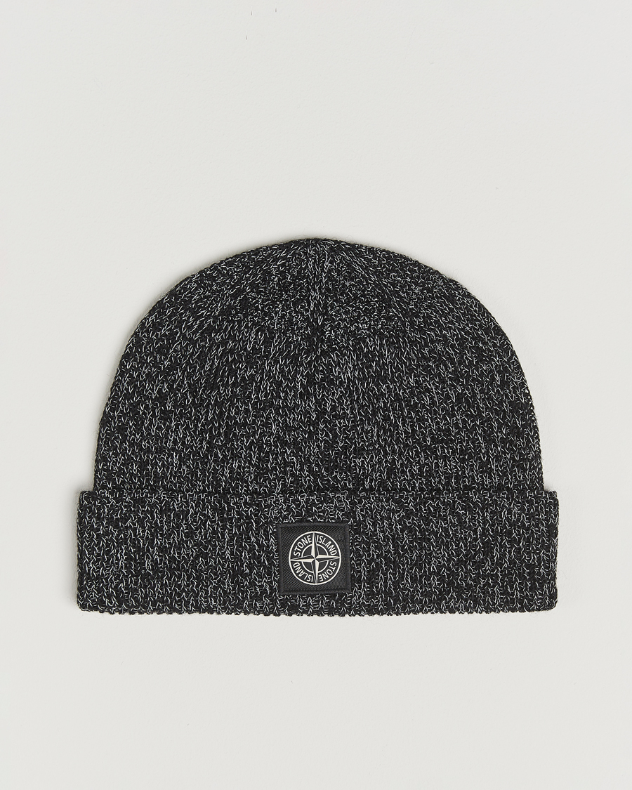 Herren | Mützen | Stone Island | Reflective Cotton Knit Beanie Black Melange