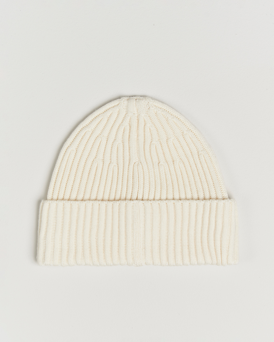 Herren | Stone Island Full Rib Wool Beanie Ivory | Stone Island | Full Rib Wool Beanie Ivory