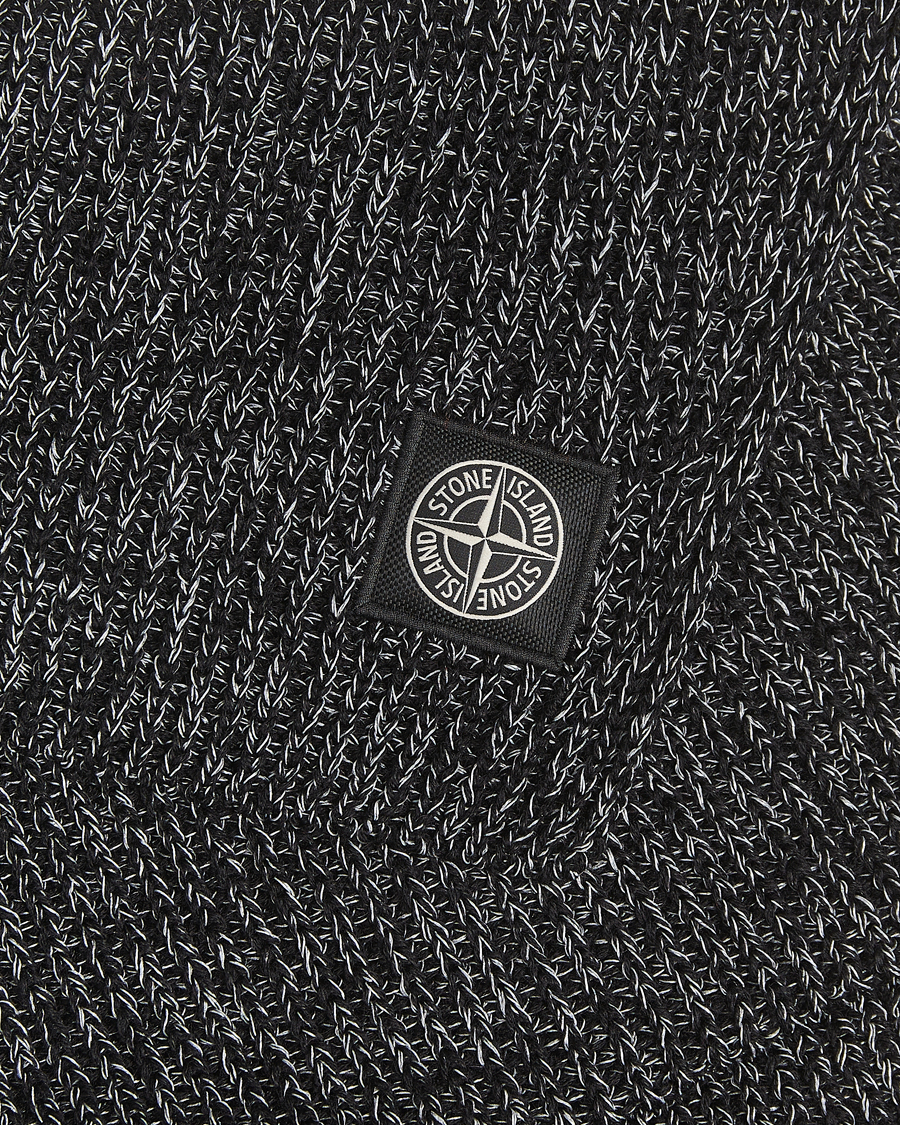 Herren | Stone Island Reflective Cotton Knit Balaclava Black Melange | Stone Island | Reflective Cotton Knit Balaclava Black Melange