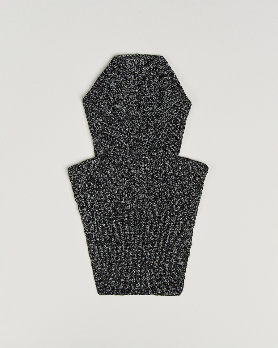 Herren | Stone Island Reflective Cotton Knit Balaclava Black Melange | Stone Island | Reflective Cotton Knit Balaclava Black Melange