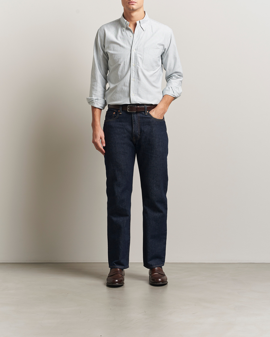 Herren | Hemden | Kamakura Shirts | Vintage Ivy Oxford Button Down Shirt Green Stripe