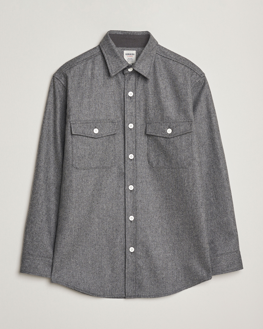 Herren | Hemden | Kamakura Shirts | Wool Flannel CPO Shirt Grey Melange