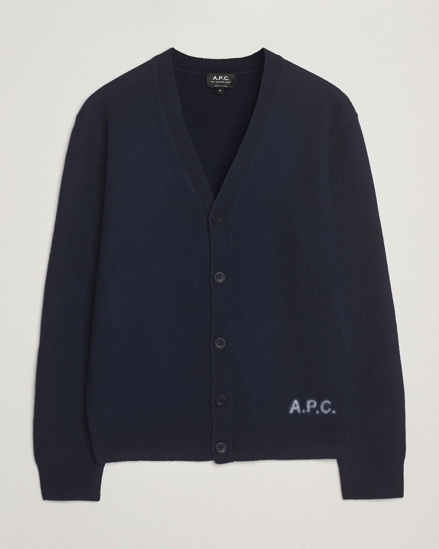 Herren | Pullover | A.P.C. | Kenny Wool Knitted Cardigan Dark Navy