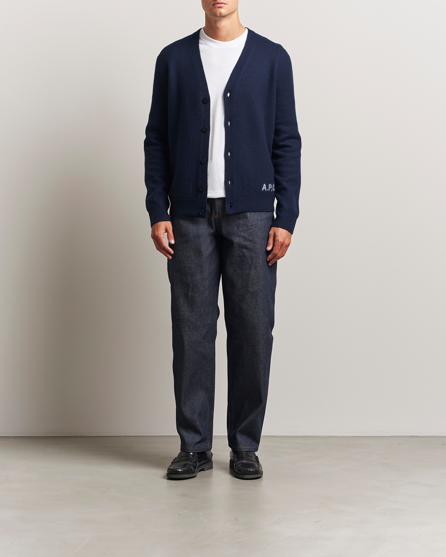Herren | Pullover | A.P.C. | Kenny Wool Knitted Cardigan Dark Navy