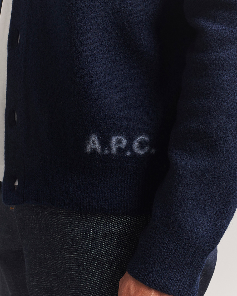 Herren | Pullover | A.P.C. | Kenny Wool Knitted Cardigan Dark Navy